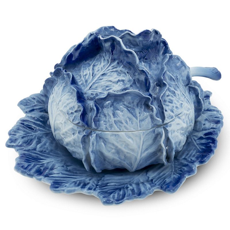 Супница SOUP BOWL CABBAGE W/PLATE D25 Blue Сапфирово-синий в Перми | Loft Concept 