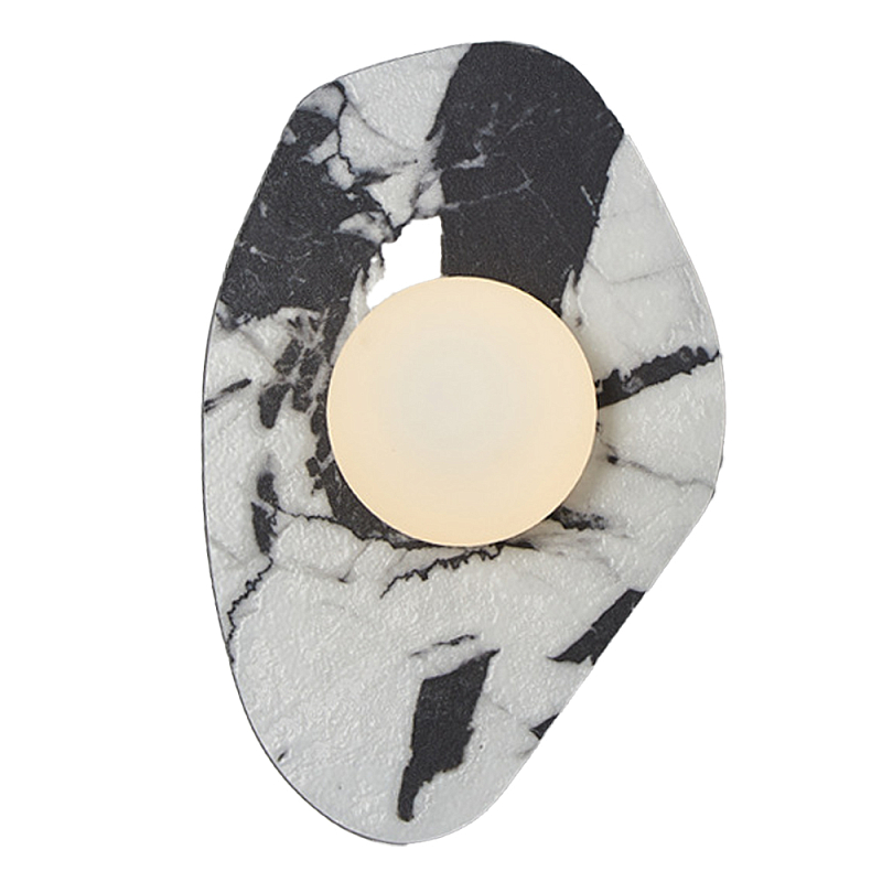 Бра с каменным черно-белым основанием и плафоном из стекла Shaw Marble Lighting Черный Белый Бра с каменным черно-белым основанием и плафоном из стекла Shaw Marble Lighting Черный Белый в Перми | Loft Concept