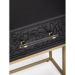 Приставной столик с резным узором на выдвижном ящике Black Table Carved Pattern варинант исполнения - 2 | Loft Concept в Перми