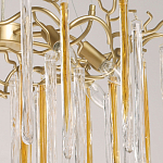 Люстра подвесная золотого цвета с разветвленными ветвями и прозрачными стеклянными подвесками Droplet Chandelier варинант исполнения - 4 | Loft Concept в Перми