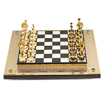 Шахматы из бронзы и натуральных камней Долерит и Мрамор с гравировкой Decorative Thematic Chess варинант исполнения - 1 | Loft Concept в Перми