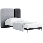 Кровать с большим мягким изголовьем Unity Grey Bed варинант исполнения - 3 | Loft Concept в Перми