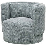 Дизайнерское мягкое кресло с круглой мягкой спинкой в голубой пестрой обивке Roux Round Armchair варинант исполнения - 1 | Loft Concept в Перми