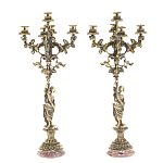 Подсвечники из бронзы на 10 свечей на подставке из камня креноид Stone Candlestick варинант исполнения - 1 | Loft Concept в Перми