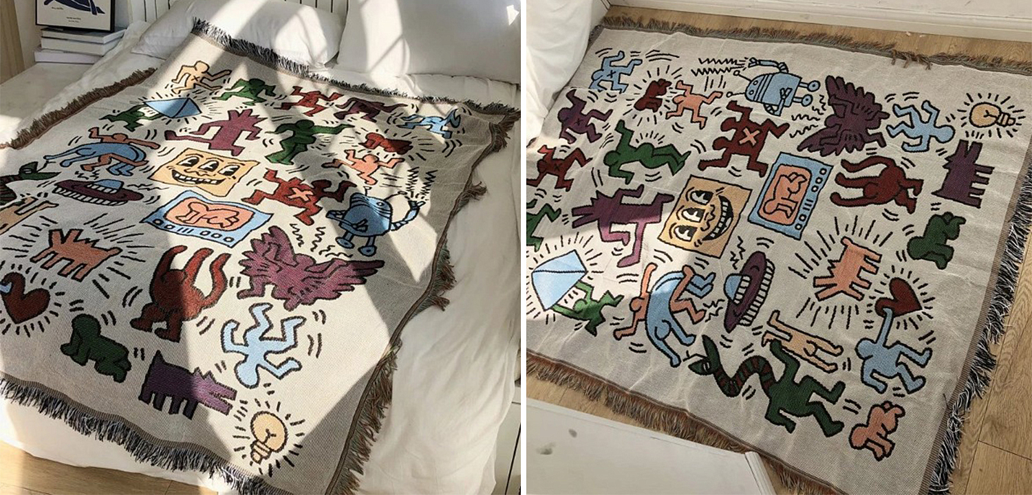Покрывало граффити Кит Харинг Keith Haring Bed Сover Покрывало граффити Кит Харинг Keith Haring Bed Сover - Loft-Concept в Перми