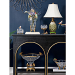 Ваза из прозрачного стекла с бронзовыми ножками и фигурками попугаев Eden Garden porcelain and bronze варинант исполнения - 5 | Loft Concept в Перми