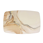 Обеденный стол с прямоугольной бежевой столешницей из стекла на 4-х деревянных ножках Beige Marble варинант исполнения - 2 | Loft Concept в Перми