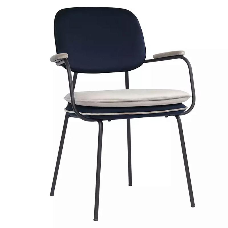 Стул мягкий с подлокотниками и контрастным кантом Soft Velor Chair Темно-серый Бордовый Бежевый Желтый в Перми | Loft Concept 