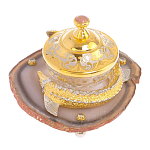 Икорница с декором "Осетр" с гравировкой на подставке из натурального камня Агат Decorative Cavair Dishes варинант исполнения - 2 | Loft Concept в Перми