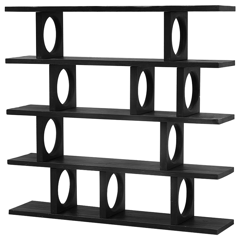 Стеллаж деревянный Noyer Wooden Black Rack Черный в Перми | Loft Concept 