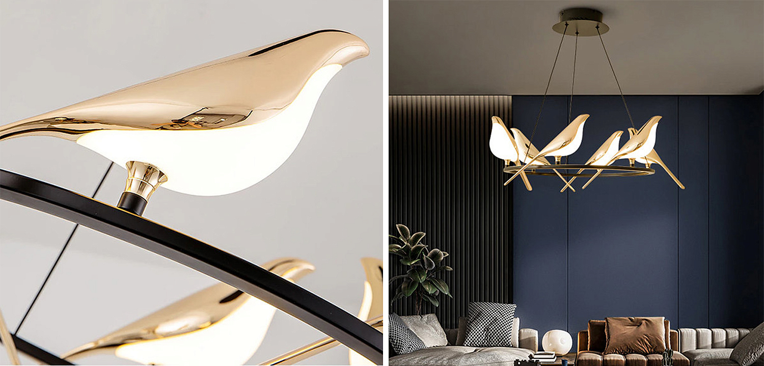 Люстра с золотыми птичками круглая NOMI Chandelier Six birds Round Люстра с золотыми птичками круглая NOMI Chandelier Six birds Round - Loft-Concept в Перми