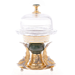 Икорница с декором "Три рыбки" с гравировкой и натуральным камнем Нефрит Decorative Cavair Dishes варинант исполнения - 7 | Loft Concept в Перми