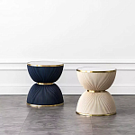 Дизайнерский журнальный стол фактурный с круглой белой столешницей Luler варинант исполнения - 2 | Loft Concept в Перми