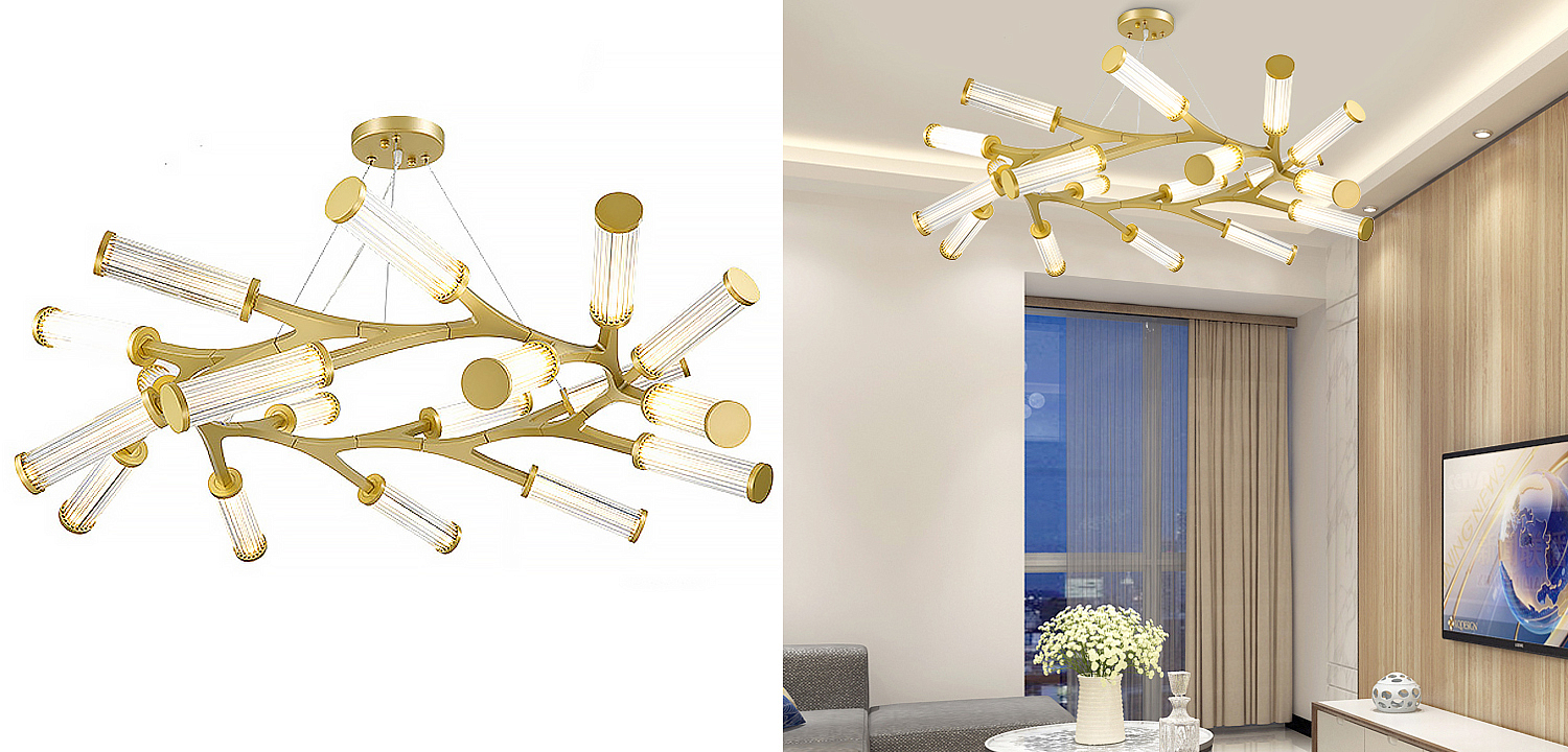Люстра Cylinder Branches Chandelier Ring Gold Люстра Cylinder Branches Chandelier Ring Gold - Loft-Concept в Перми