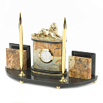 Настольный письменный набор из камня офиокальцит и бронзы с декором в виде льва Successful Leader варинант исполнения - 2 | Loft Concept в Перми