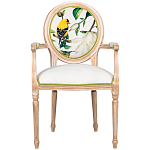 Стул с подлокотниками золотистый из бука с изображением птиц и цветов Blooming Birds 2 варинант исполнения - 1 | Loft Concept в Перми