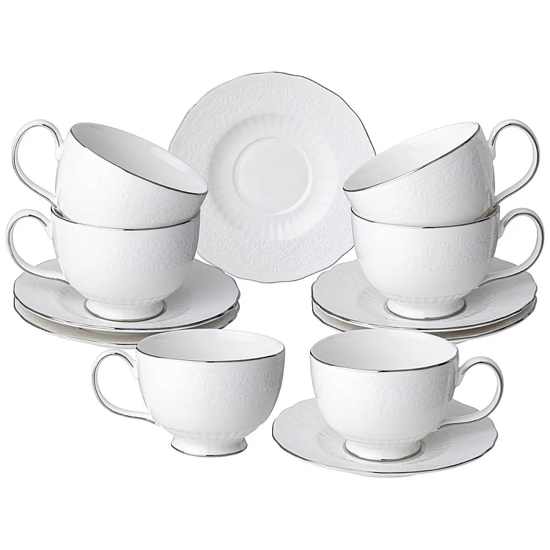 Чайный набор белый из фарфора на 6 персон 12 предметов 280 мл Garden Whisper Porcelain Set Белый Чайный набор белый из фарфора на 6 персон 12 предметов 280 мл Garden Whisper Porcelain Set Белый в Перми | Loft Concept
