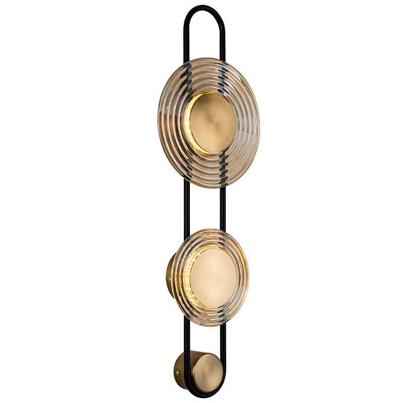 Бра со стеклянными плафонами в форме дисков Savio Brown Glass Disc Light Коричневый Латунь Черный Бра со стеклянными плафонами в форме дисков Savio Brown Glass Disc Light Коричневый Латунь Черный в Перми | Loft Concept