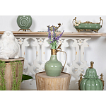 Кувшин зеленого цвета из фарфора с бронзовой крышкой и изогнутой ручкой Eden Garden porcelain and bronze варинант исполнения - 4 | Loft Concept в Перми