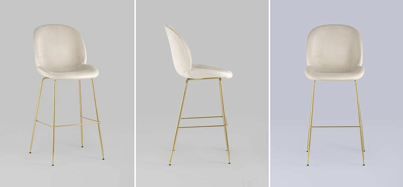 Барный Стул Молочный Велюр Vendramin Chair Барный Стул Молочный Велюр Vendramin Chair - Loft-Concept в Перми