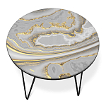 Стол журнальный c круглой столешницей из стекла серого цвета Gray and Gold Marble варинант исполнения - 2 | Loft Concept в Перми