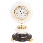 Часы настольные бронзовые из натуральных камней Мрамор и Змеевик Stone Clock варинант исполнения - 1 | Loft Concept в Перми