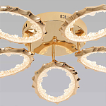 Потолочная люстра с 5-ю светодиодными лампами с золотистым каркасом Ring of Fire варинант исполнения - 2 | Loft Concept в Перми