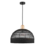 Подвесной светильник с округлым абажуром из черного ротанга Wicker Furniture варинант исполнения - 2 | Loft Concept в Перми