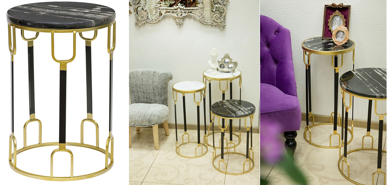 Приставной стол Dorius Side Table black marble high Приставной стол Dorius Side Table black marble high - Loft-Concept в Перми