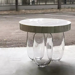 Дизайнерский журнальный стол на 3-х овальных прозрачных ножках Tukutic варинант исполнения - 2 | Loft Concept в Перми