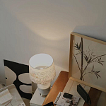 Настольная лампа с принтом на белом тканевом абажуре Roof Garden Lamp варинант исполнения - 7 | Loft Concept в Перми