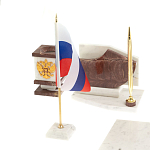 Настольный письменный набор из мрамора и лемезита с гербом и флагом России Marble Accessory варинант исполнения - 3 | Loft Concept в Перми