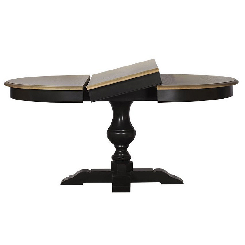 Provence Round Dining Table black раскладной стол Бежевый Черный Provence Round Dining Table black раскладной стол Бежевый Черный в Перми | Loft Concept