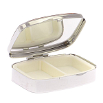 Таблетница карманная прямоугольная на 2 отделения с зеркалом и накладкой из натурального камня Лазурит Silver Stone Pillboxes варинант исполнения - 3 | Loft Concept в Перми