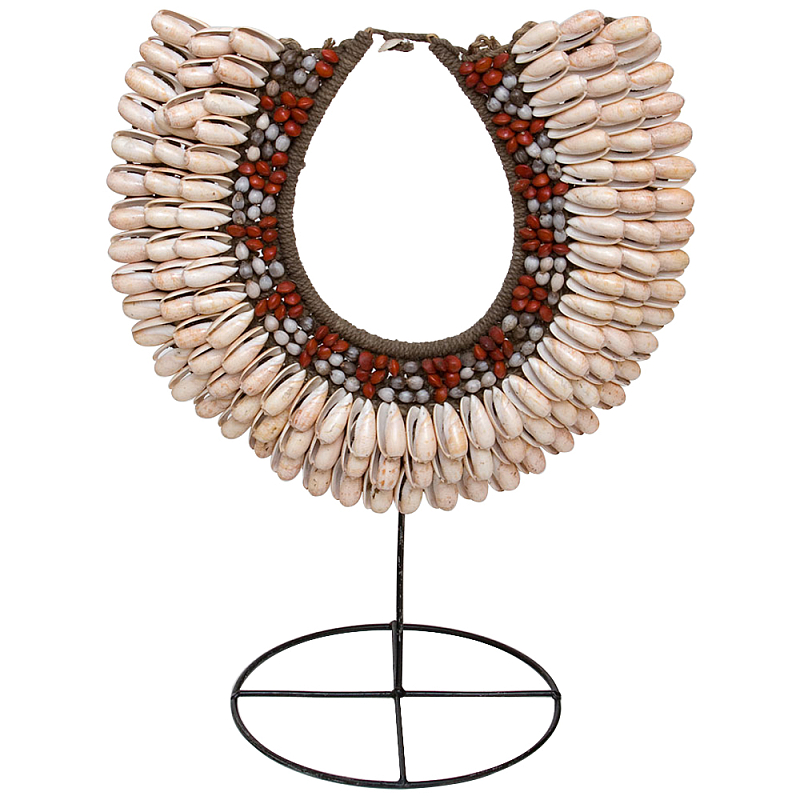 Этническое ожерелье из ракушек и бус Aboriginal Ethnic Necklace Beige Red Бежевый Красный Коричневый в Перми | Loft Concept 