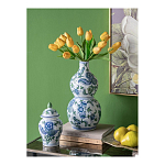 Ваза фигурная с сине-зелеными узорами распустившихся цветов Blossoming Spring варинант исполнения - 4 | Loft Concept в Перми