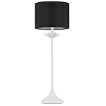 Настольная лампа с декором в виде белого цветка магнолии на каркасе и черным абажуром White Magnolia варинант исполнения - 3 | Loft Concept в Перми