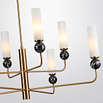 Люстра на штанге с 8-ю цилиндрическими матовыми плафонами и шарами из камня Orb Essence варинант исполнения - 7 | Loft Concept в Перми