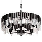 Люстра круглая из матового черного металла с подвесками из прозрачных стеклянных трубок Noir Tubes варинант исполнения - 1 | Loft Concept в Перми