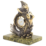 Часы настольные бронзовые в виде русалочки из натурального камня Змеевик Mermaid Stone Clock варинант исполнения - 2 | Loft Concept в Перми