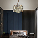 Люстра круглая с хрустальными подвесками на золотистом каркасе Roul Crystal Light варинант исполнения - 13 | Loft Concept в Перми