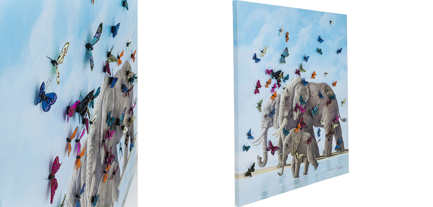 Картина Elephants with Butterflies painting Картина Elephants with Butterflies painting - Loft-Concept в Перми