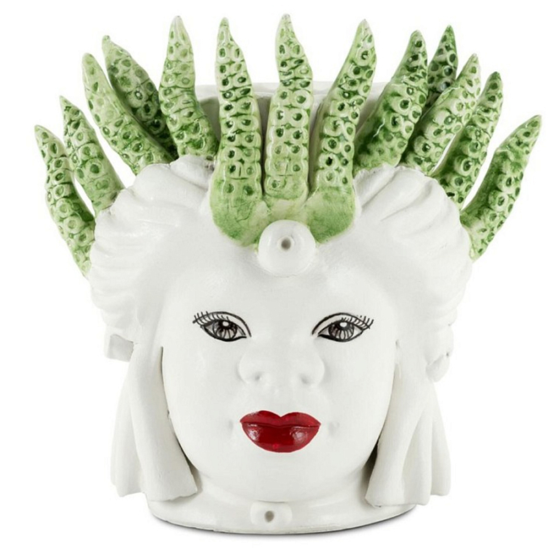 Ваза Vase Moro Lady Small Medusa Light Green Белый Зеленый Ваза Vase Moro Lady Small Medusa Light Green Белый Зеленый в Перми | Loft Concept