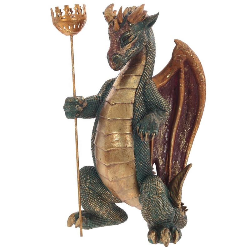 Подсвечник в виде дракона Dragon candlestick Green Brown Зеленый Коричневый Золотой в Перми | Loft Concept 