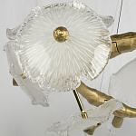 Люстра подвесная круглая с ветвистыми бронзовыми элементами и стеклянными рифлеными дисками Textured Glass Chandelier варинант исполнения - 4 | Loft Concept в Перми