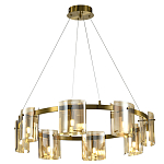 Люстра светодиодная с 8-ю цилиндрическими плафонами янтарного цвета из стекла и стали Andrea Сhandelier Amber варинант исполнения - 1 | Loft Concept в Перми