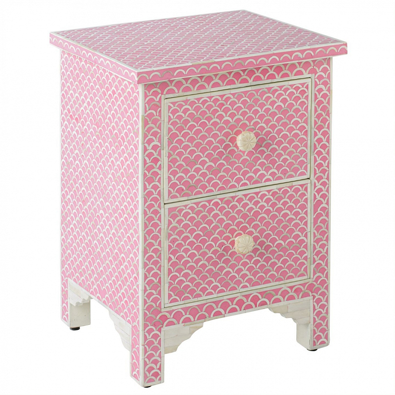 Тумбочка Pink Indian Bone Inlay nightstand Розовый в Перми | Loft Concept 