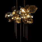 Люстра подвесная с 18-ю стеклянными плафонами с вертикальными подвесками Gilded Mirage  варинант исполнения - 8 | Loft Concept в Перми