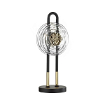 Настольная лампа черного цвета с круглым прозрачным стеклянным плафоном Virelia  варинант исполнения - 1 | Loft Concept в Перми