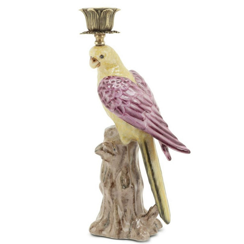 Подсвечник Candleholder Parrot With Trunk Желтый Розовый Белый в Перми | Loft Concept 